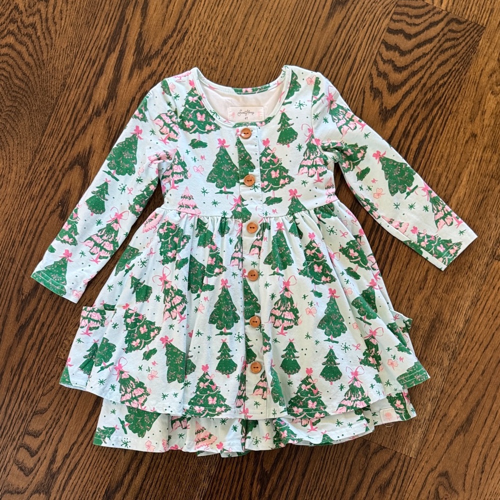 SweetHoney Green and Pink Holiday Dress